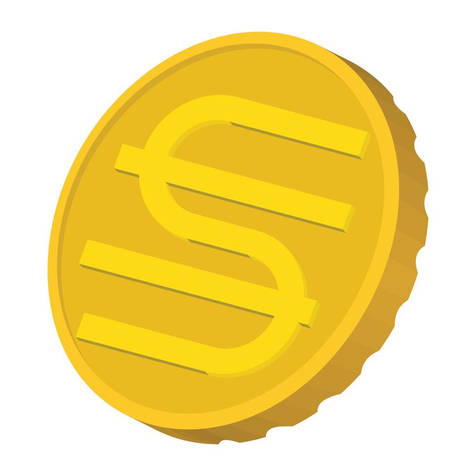 Gold coin with Hryvnia sign icon, cartoon style vector