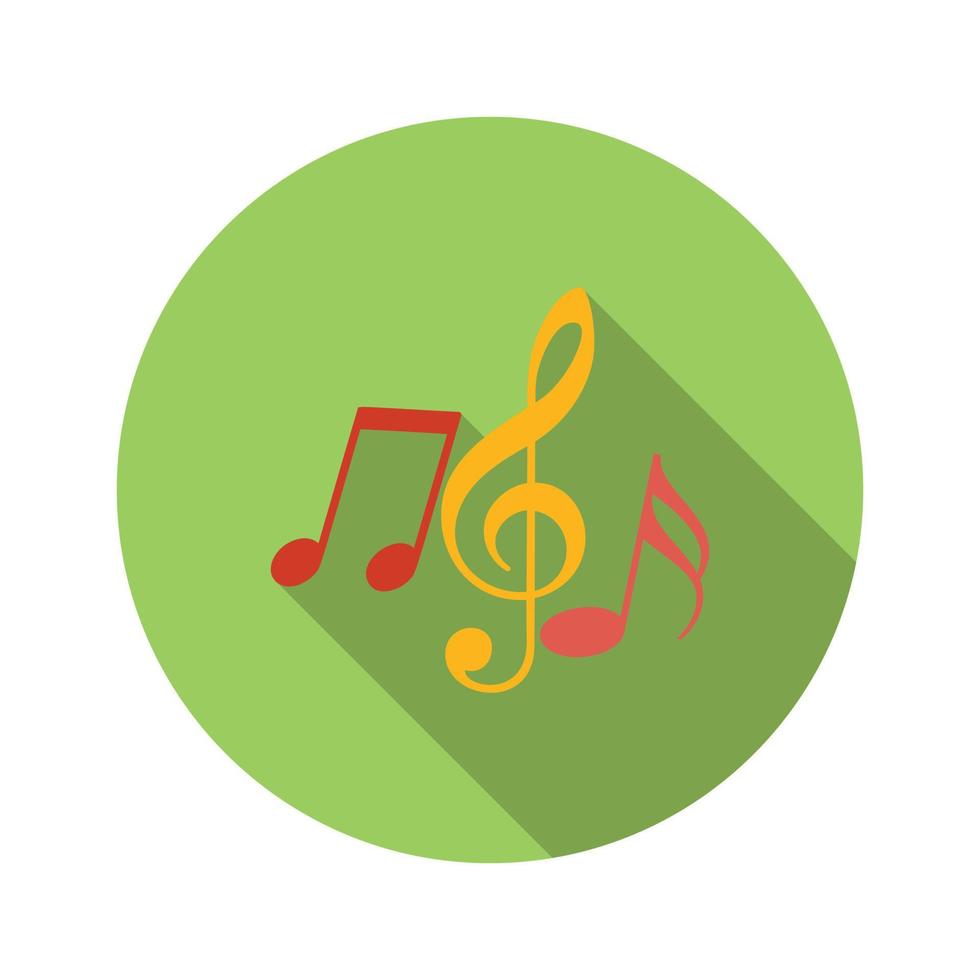 tecla de música y notas icono plano vector