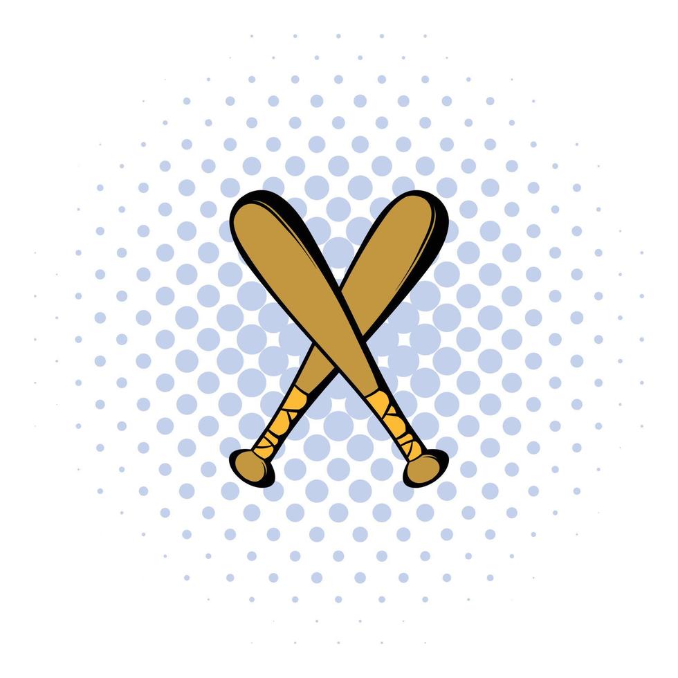 icono de dos bates de béisbol cruzados, estilo cómic vector