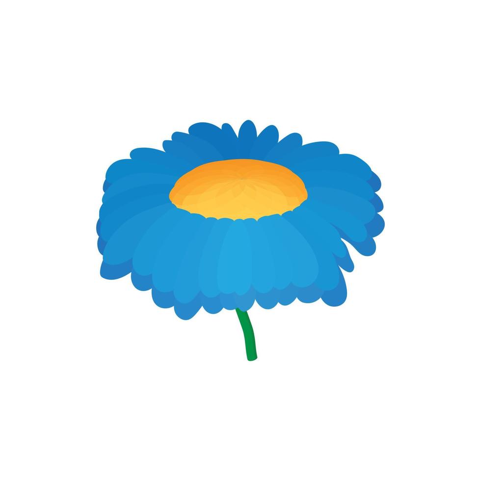 icono de flor azul, estilo de dibujos animados vector