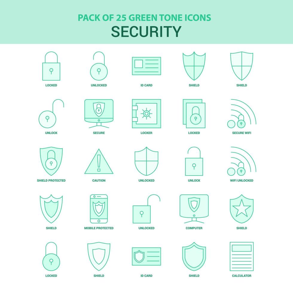 25 Green Security Icon set vector