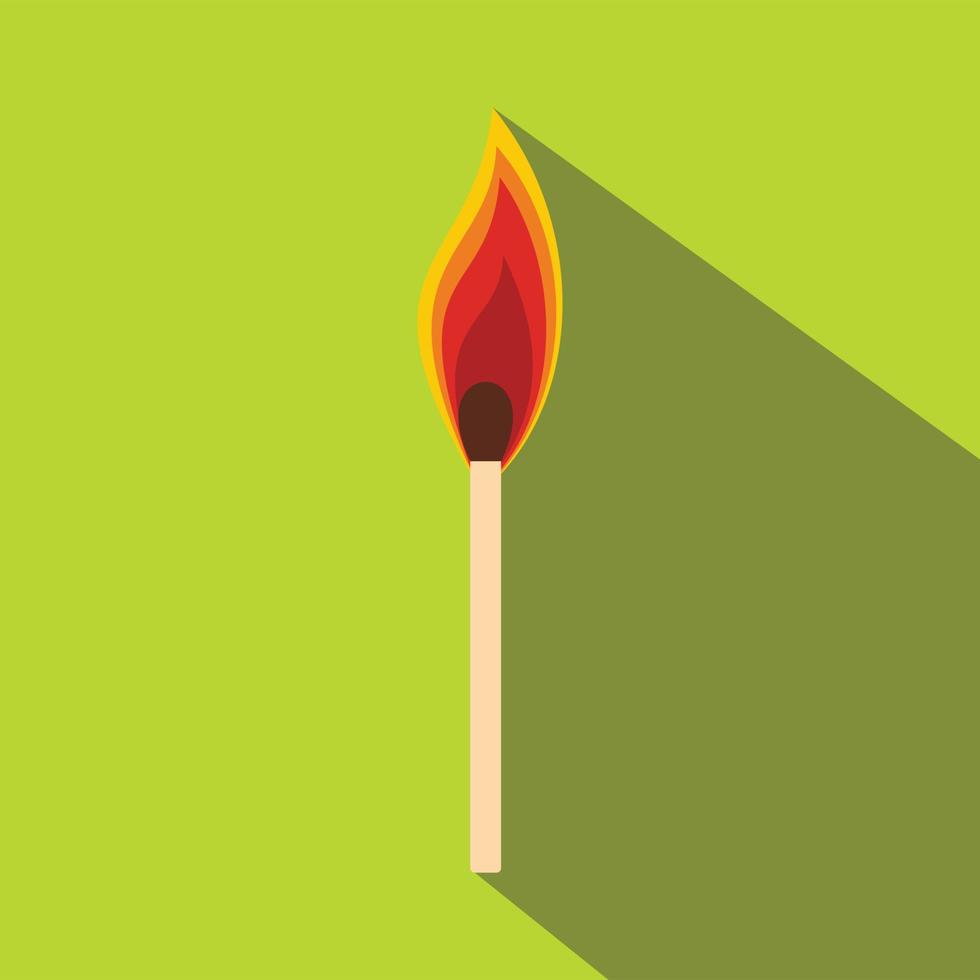 Burning match flat icon vector