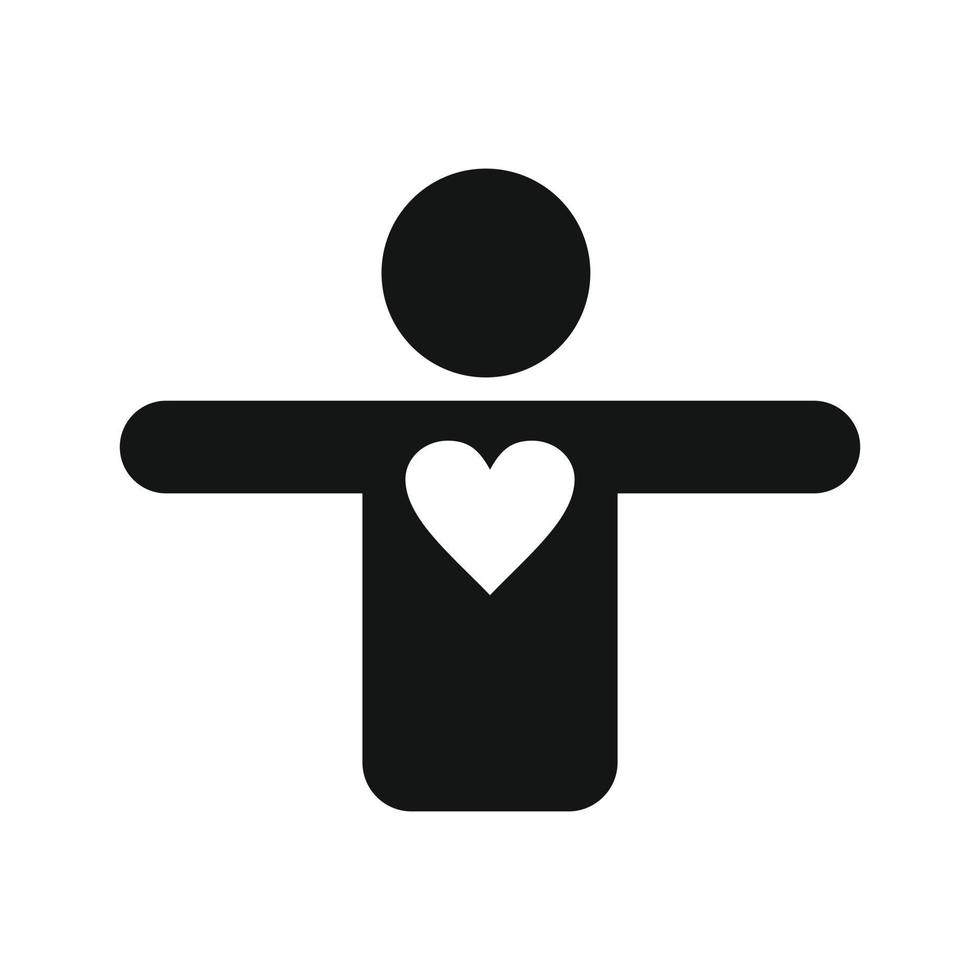 Silhouette of a man with a heart icon vector