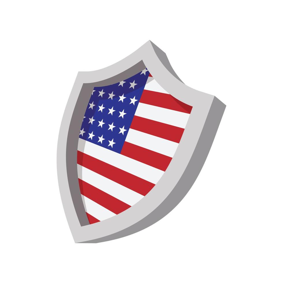 Security shield with american flag color icon vector