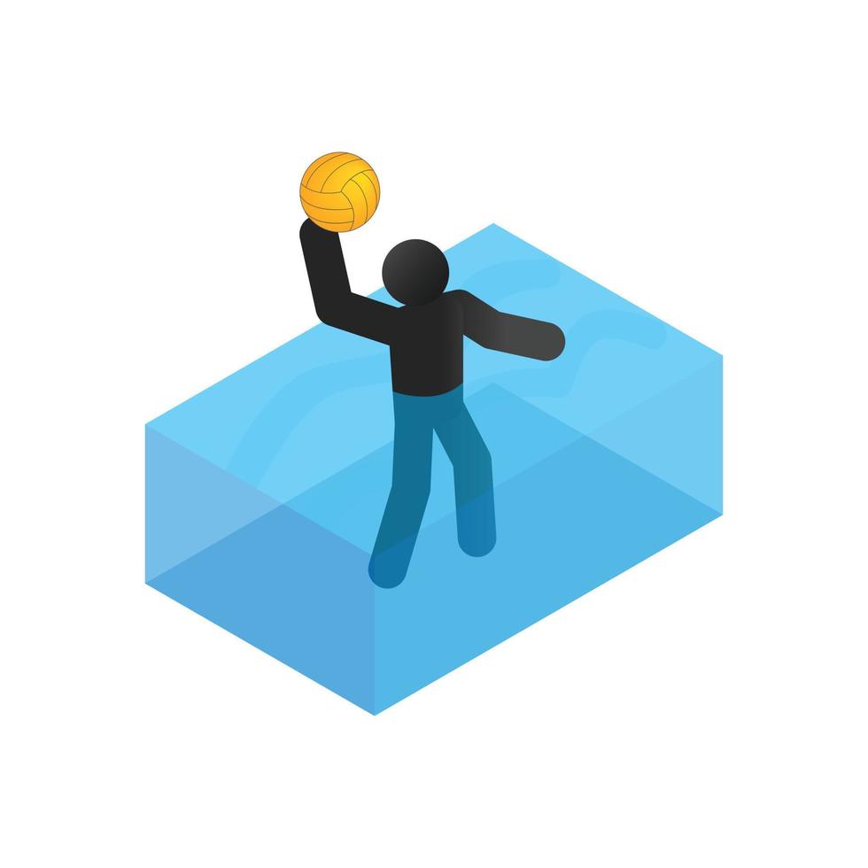 nadador jugando waterpolo icono isométrico 3d vector