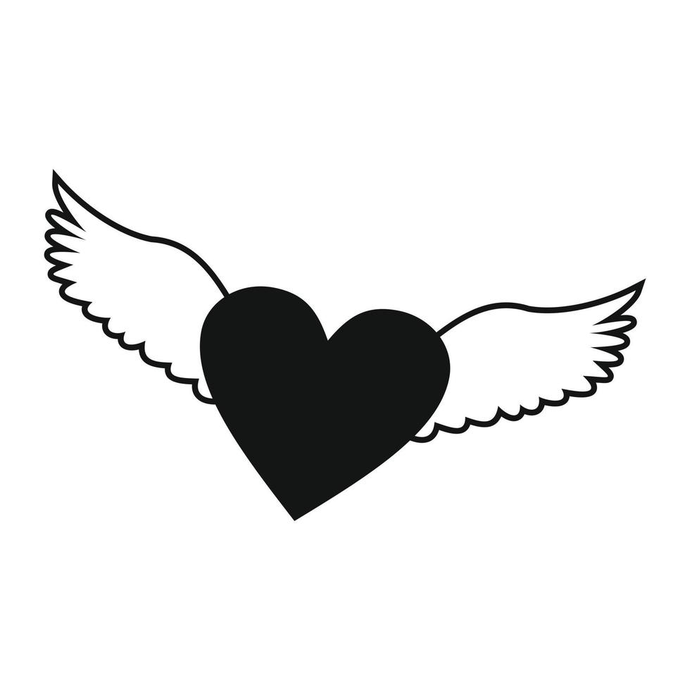 Heart with wings simple icon vector