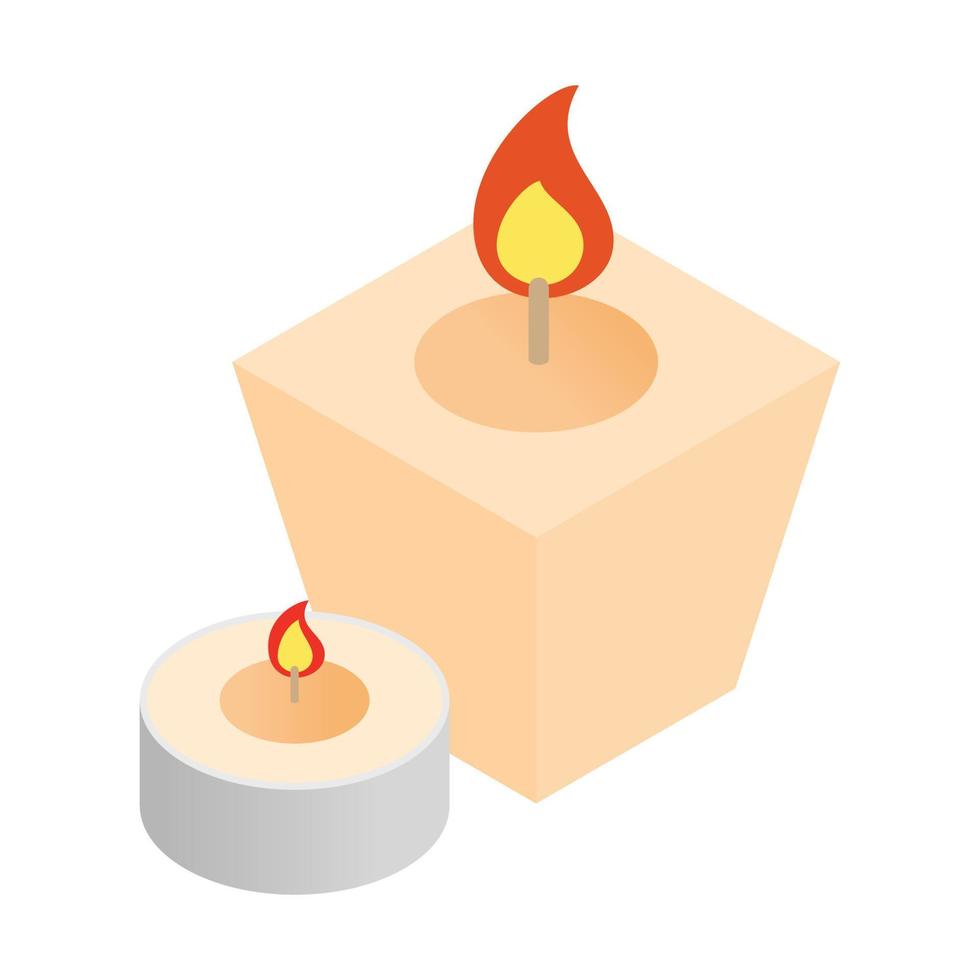 spa, velas, isométrico, 3d, icono vector