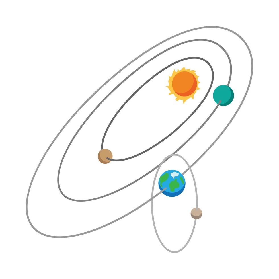 Solar system cartoon icon vector