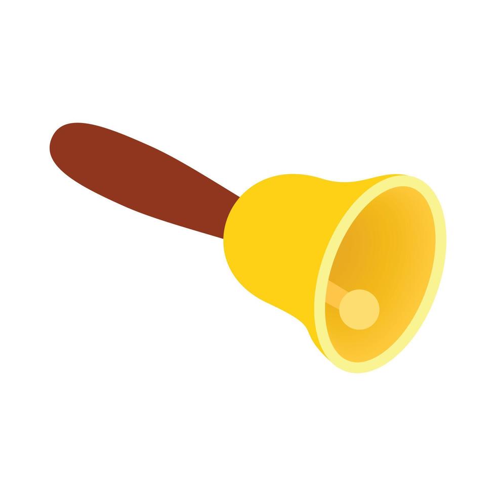 Golden hand bell icon, isometric 3d style vector