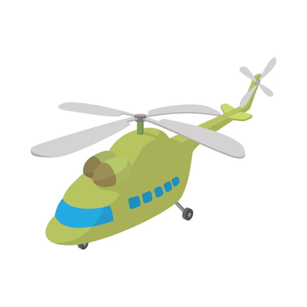 icono de helicóptero, estilo de dibujos animados vector