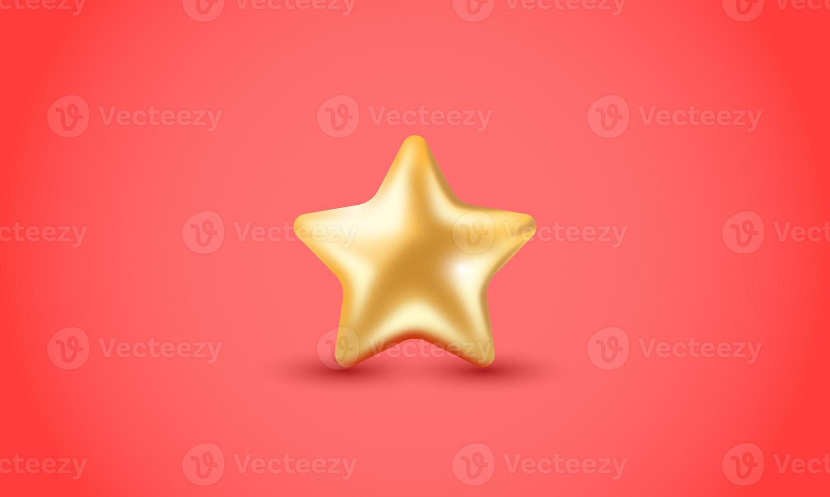 Gold star balloon on red background. photo