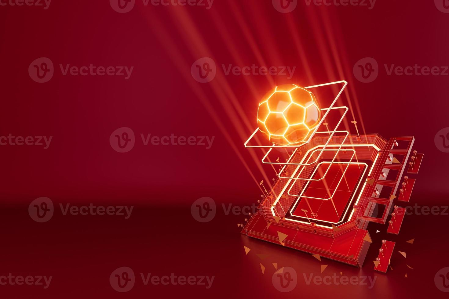 3d football object design. realistic rendering. abstract futuristic background. 3d illustration. motion geometry concept. sport competition graphic. tournament game bet content. soccer ball element. photo