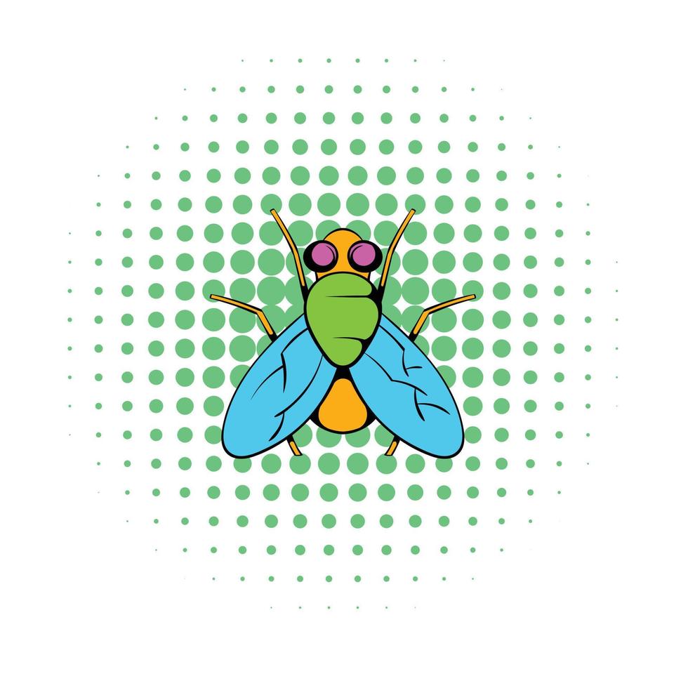 icono de mosca insecto, estilo comics vector