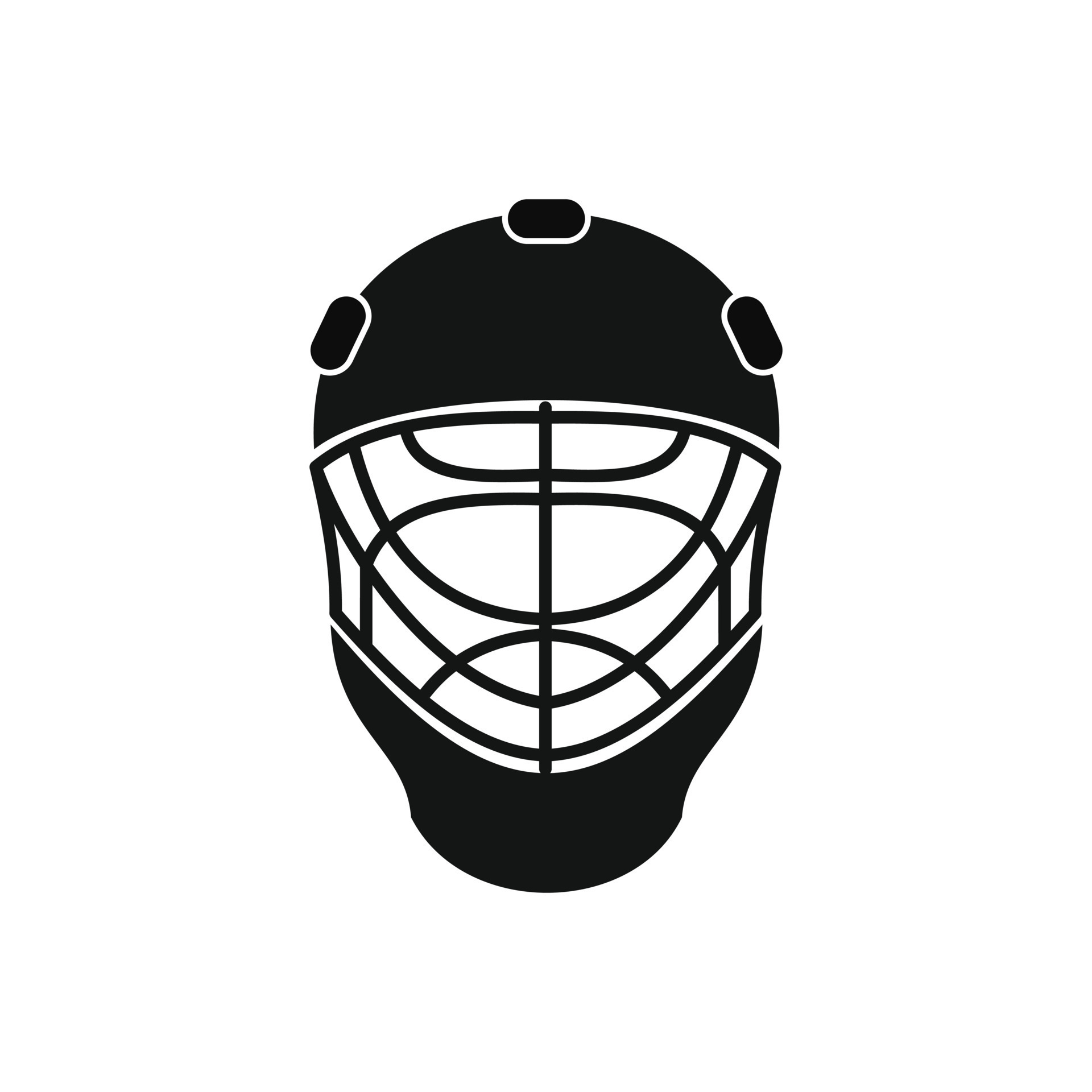 Silhouette hockey goalie isolated on white background. Vector illustration.  Stock Vector