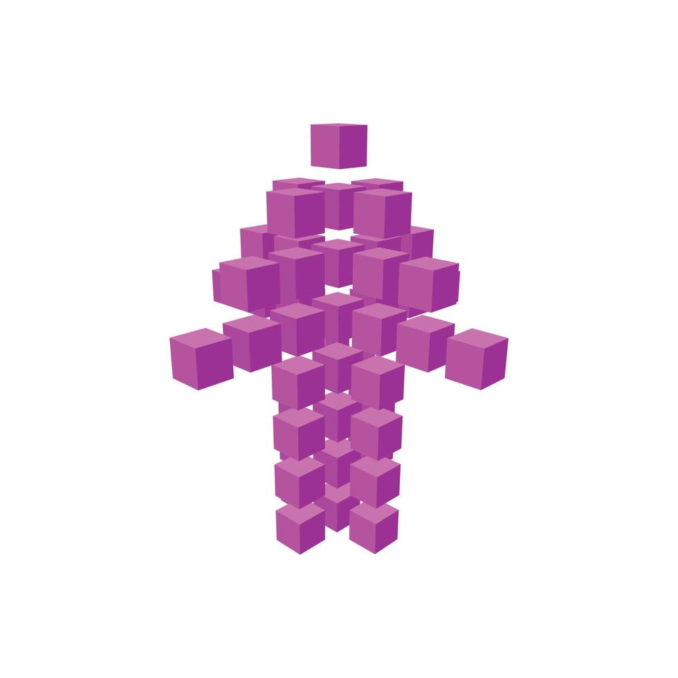 Purple arrow made of squares vector