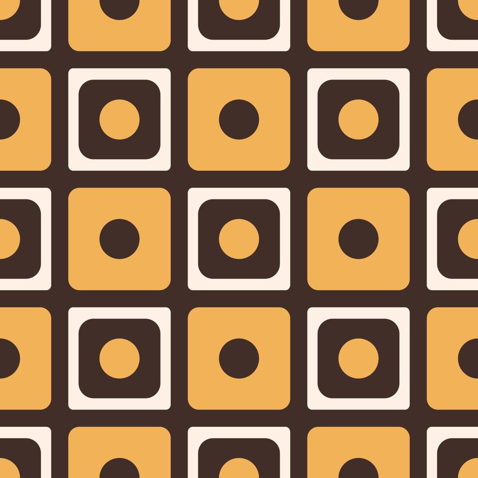 Colorful geometric pattern. Modern vintage brown small geometric square circle random shape seamless pattern background. Use for fabric, interior decoration elements, upholstery, wrapping. vector