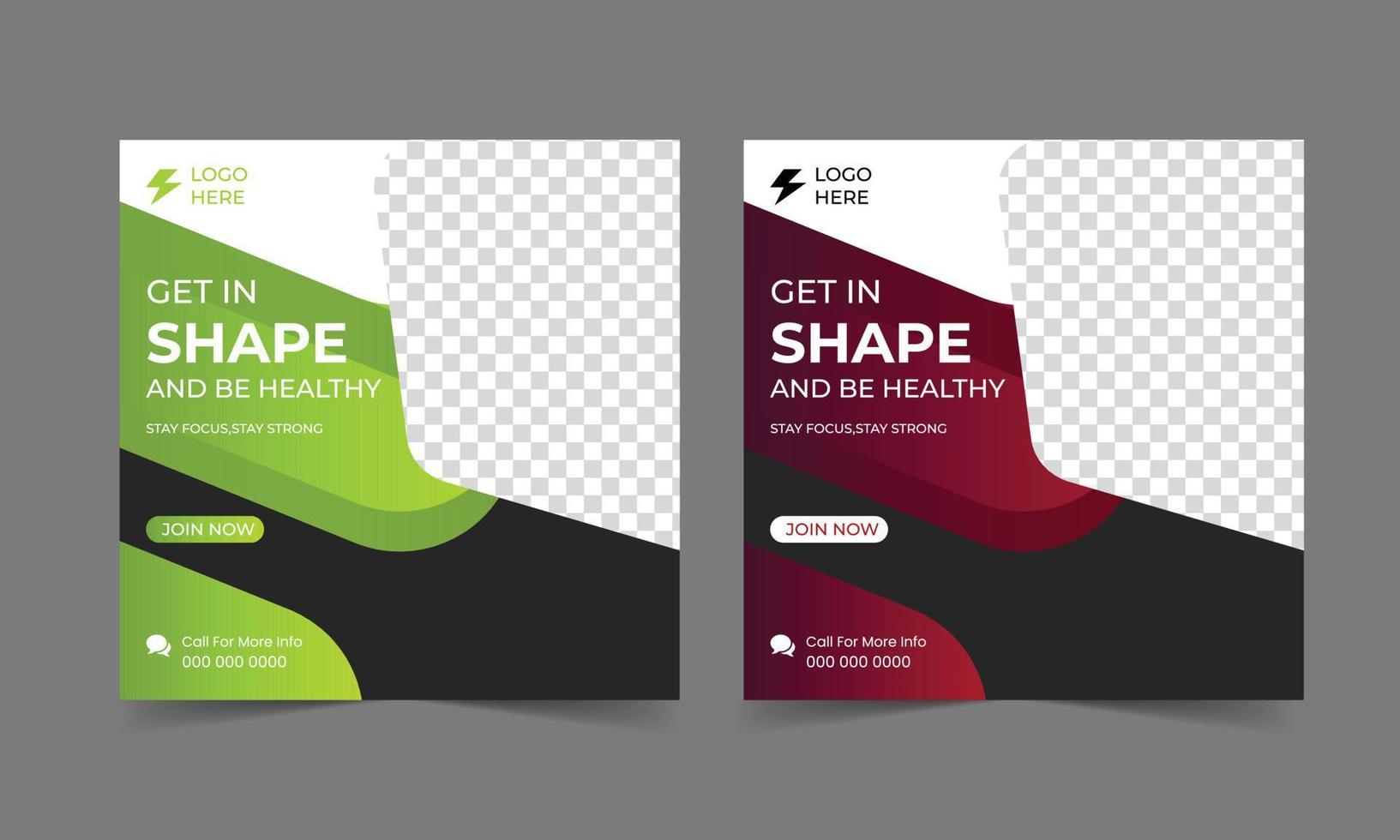 Fitness social media post banner free download vector