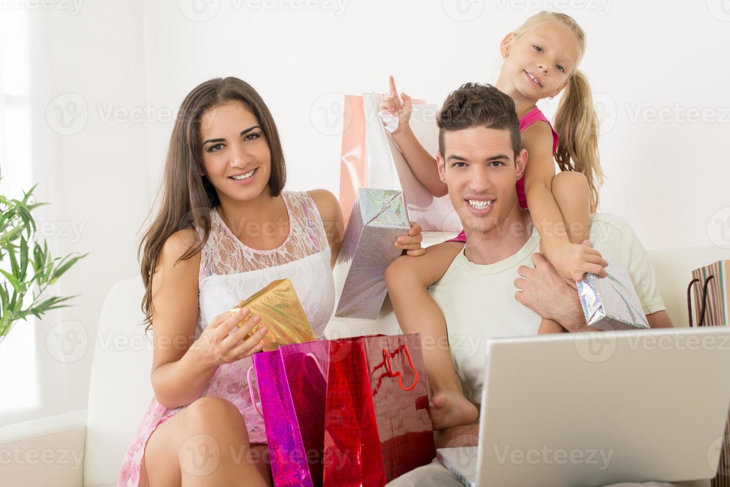 Happy Family Having Online Shopping photo