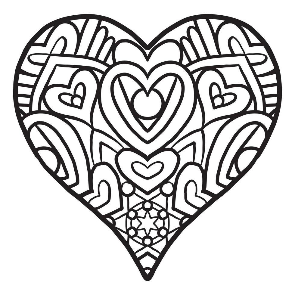 Cute Love Heart doodle pattern vector