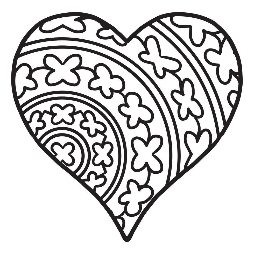 Cute Love Heart doodle pattern vector