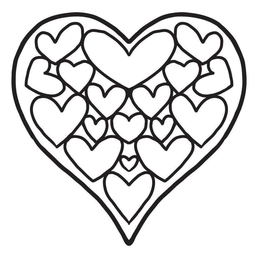 Cute Love Heart doodle pattern vector