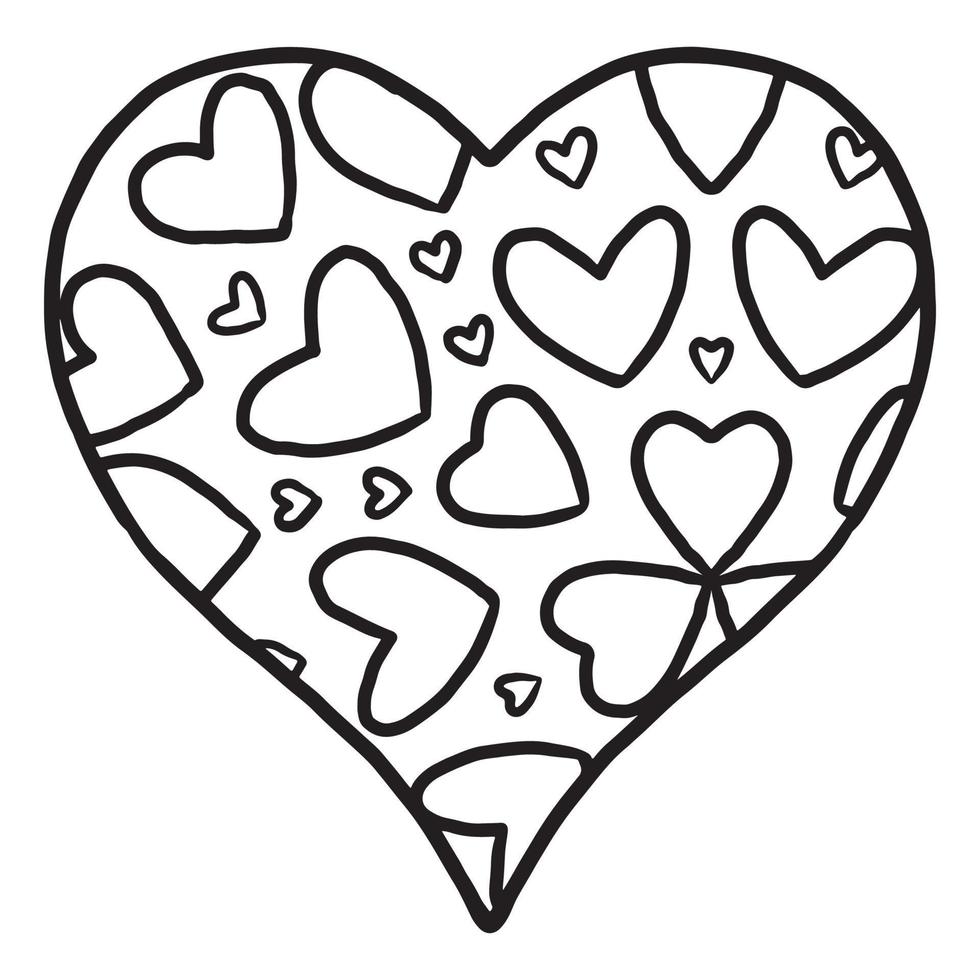 Cute Love Heart doodle pattern vector