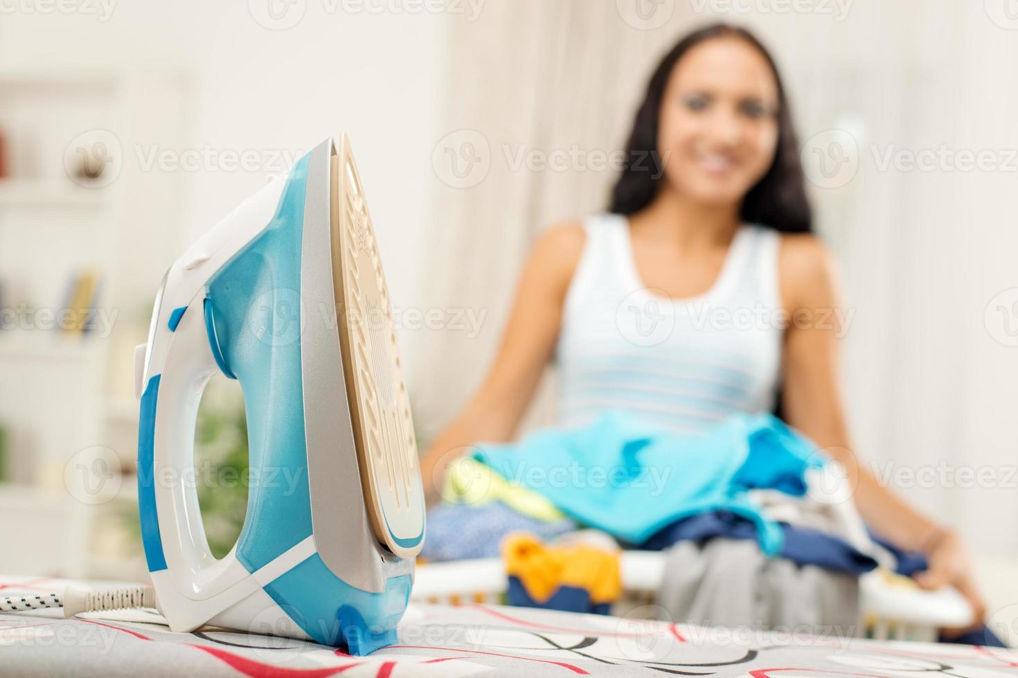 Ironing woman view photo