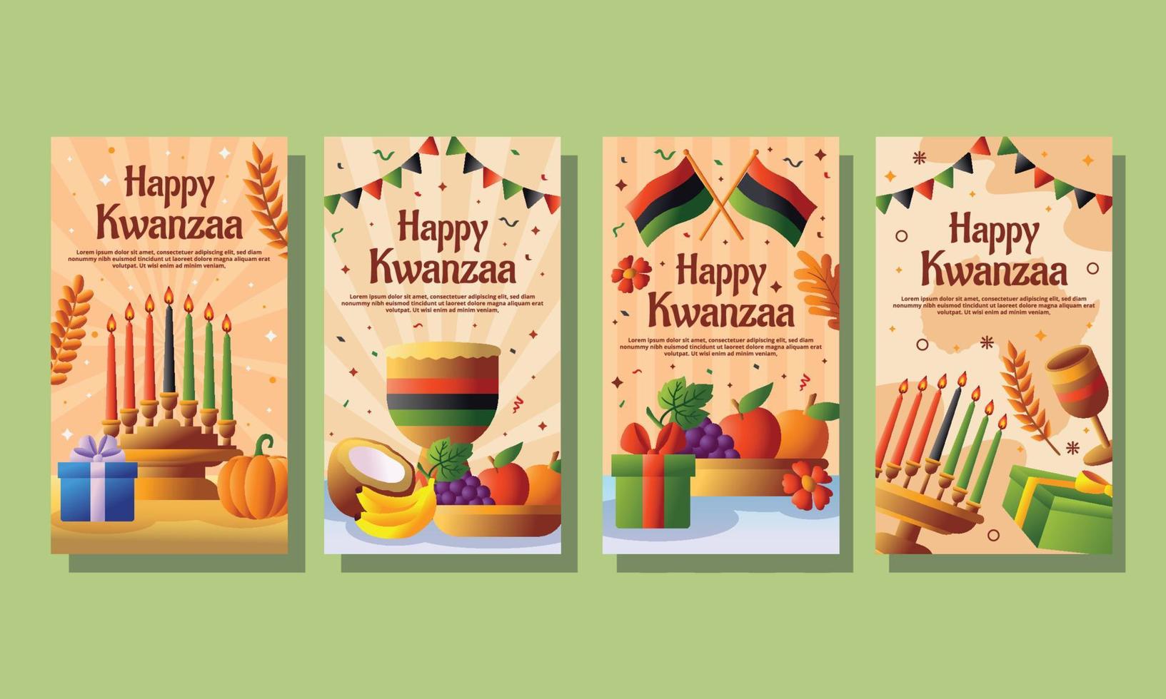 Happy Kwanzaa Social Media Template vector