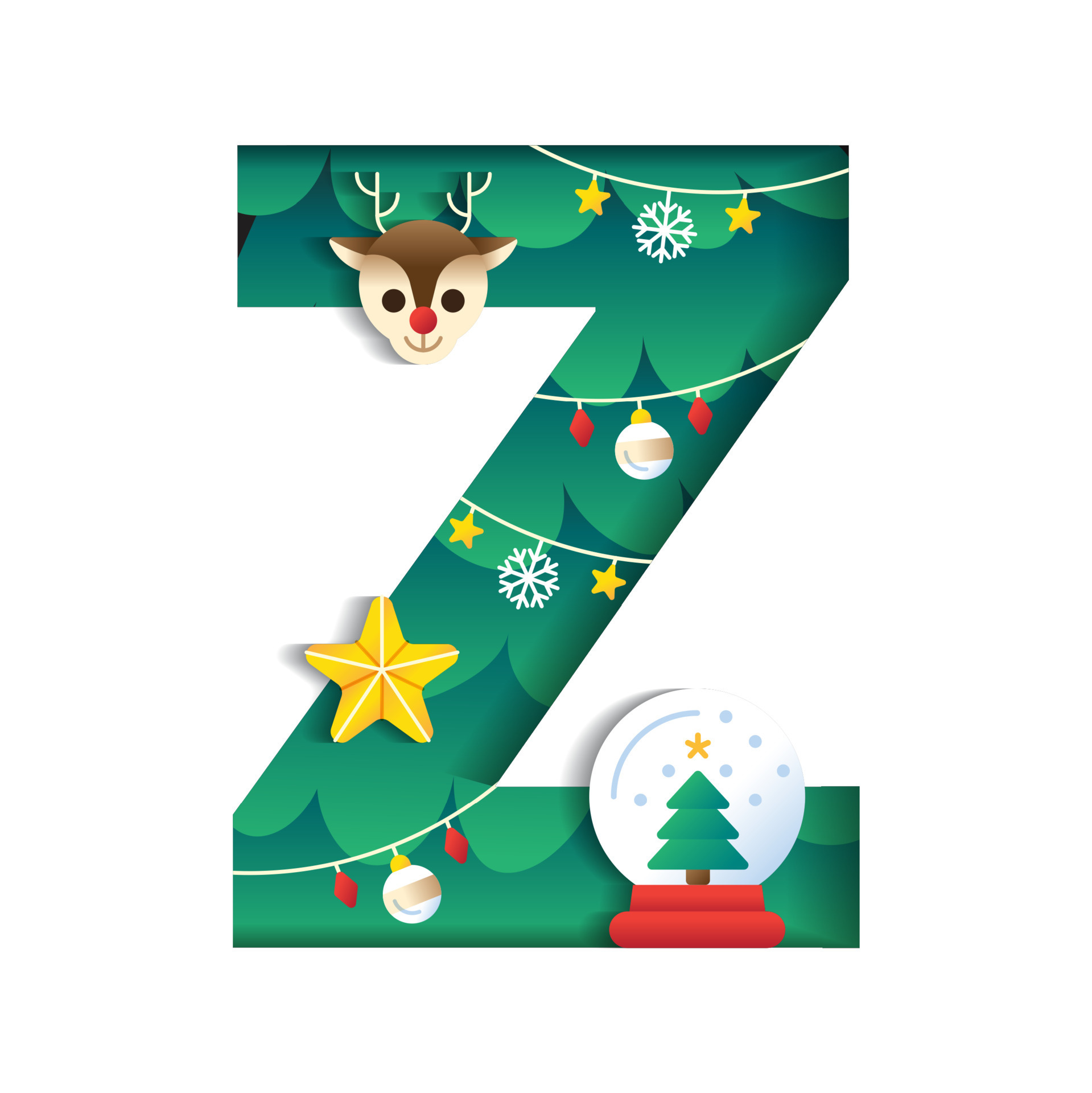 Letter Z Alphabet Font Cute Merry Christmas Concept Reindeer Star letter-z-alphabet-font-cute-merry-christmas-concept-reindeer-star