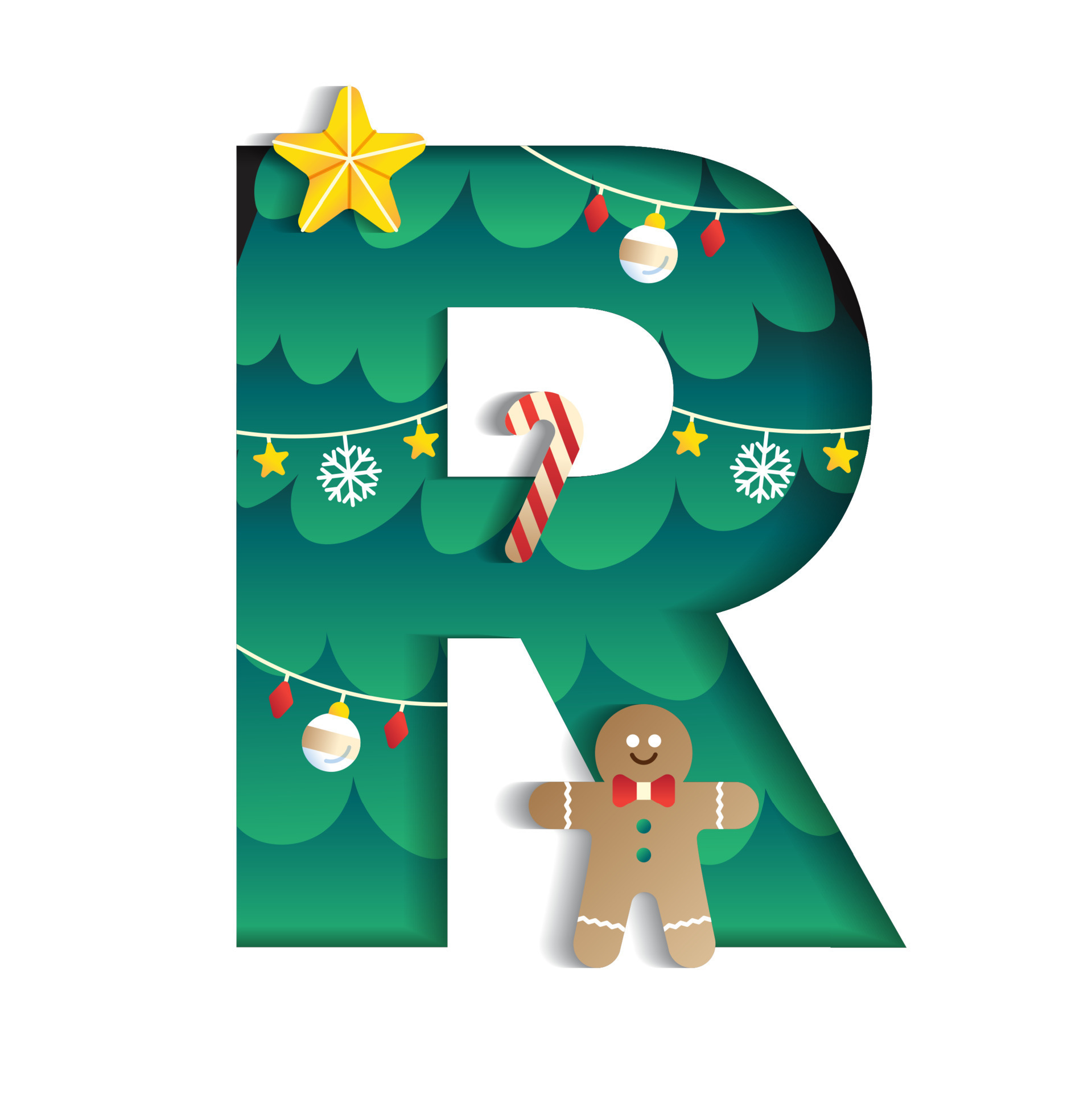 Premium Vector  Christmas alphabet. the letter l with festive elements.