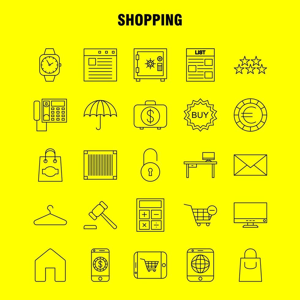 Shopping Line Icon for Web Print and Mobile UXUI Kit Such as Christmas Party Star Winter Unlocked Lock Secure Security Pictogram Pack Vector