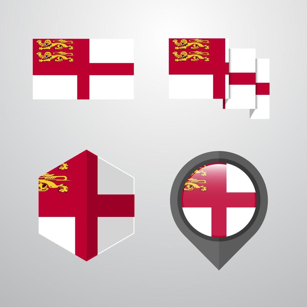 Sark flag design set vector