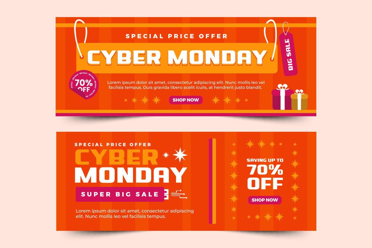 Cyber Monday facebook cover banner design template is easy to customize vector