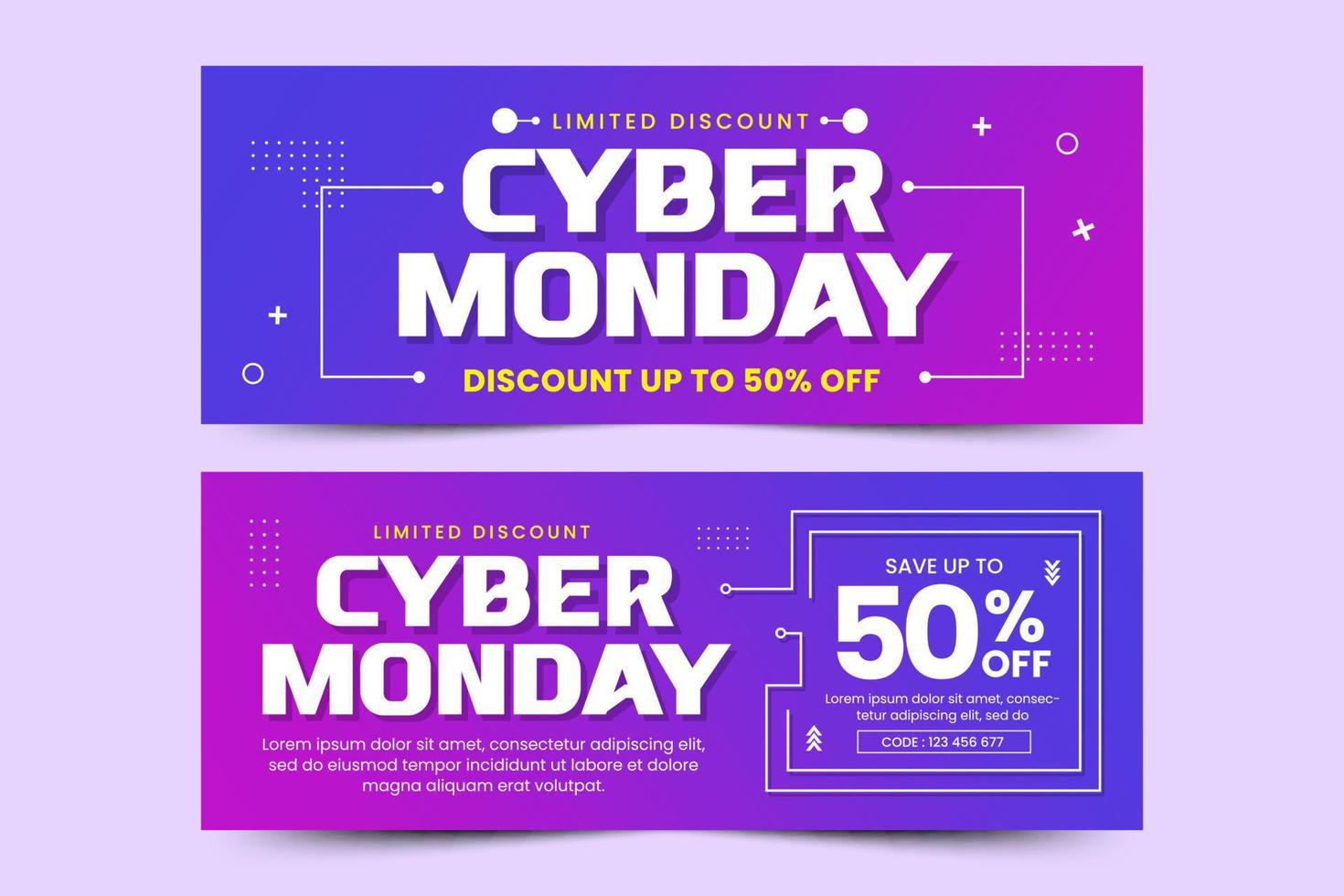 Cyber Monday facebook cover banner design template is easy to customize vector