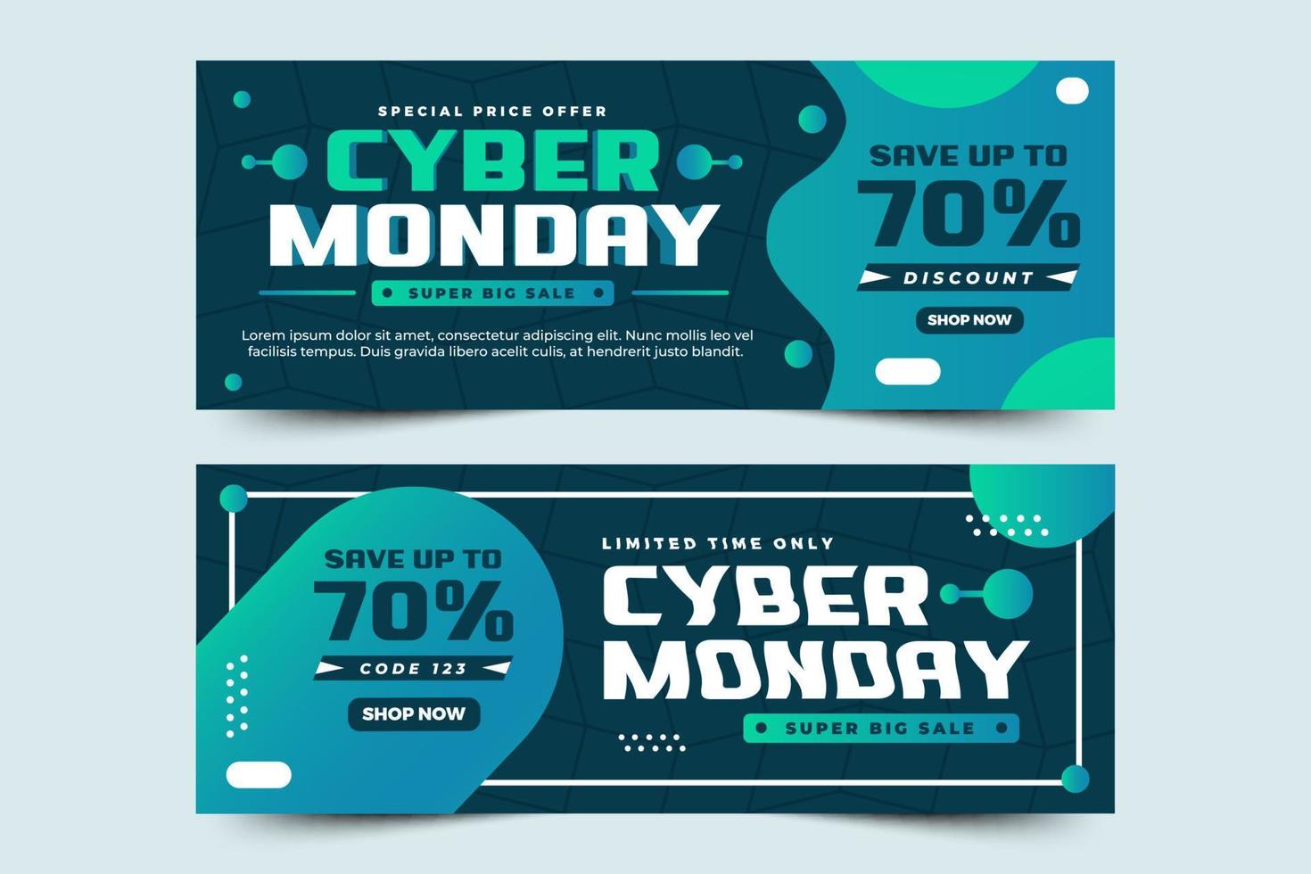 Cyber Monday facebook cover banner design template is easy to customize vector