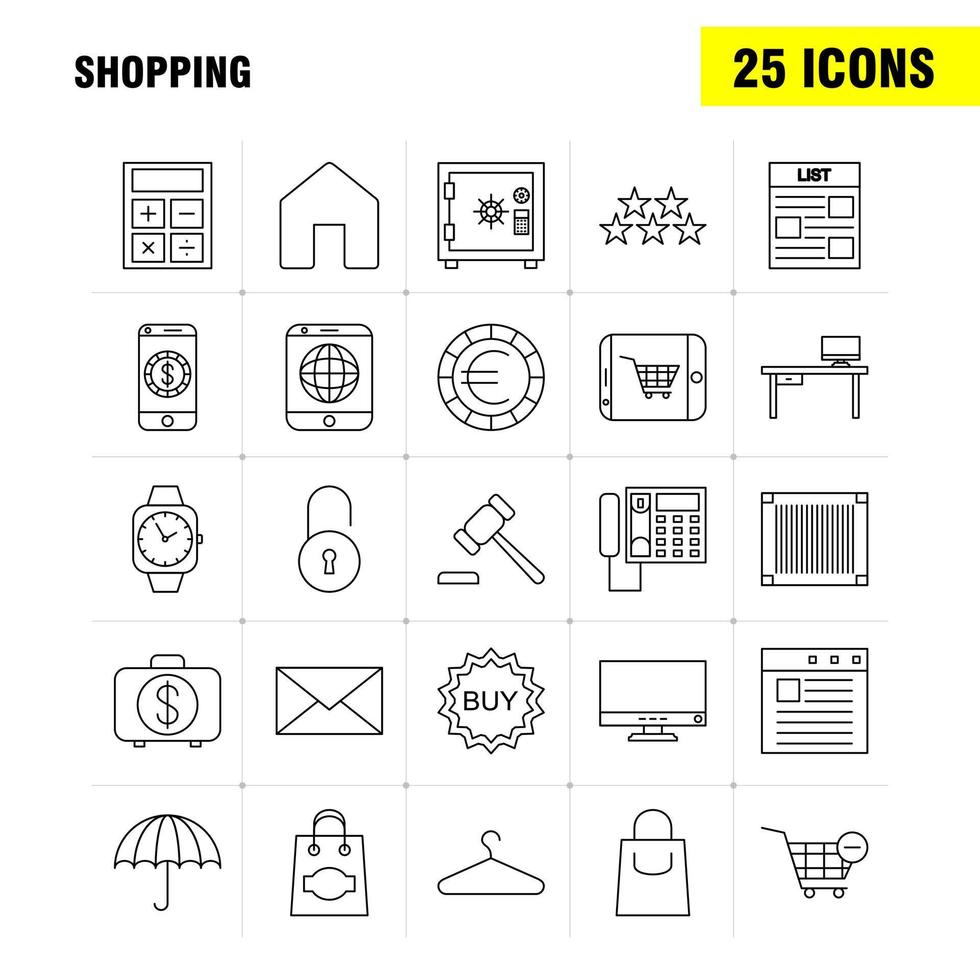 Shopping Line Icon for Web Print and Mobile UXUI Kit Such as Christmas Party Star Winter Unlocked Lock Secure Security Pictogram Pack Vector