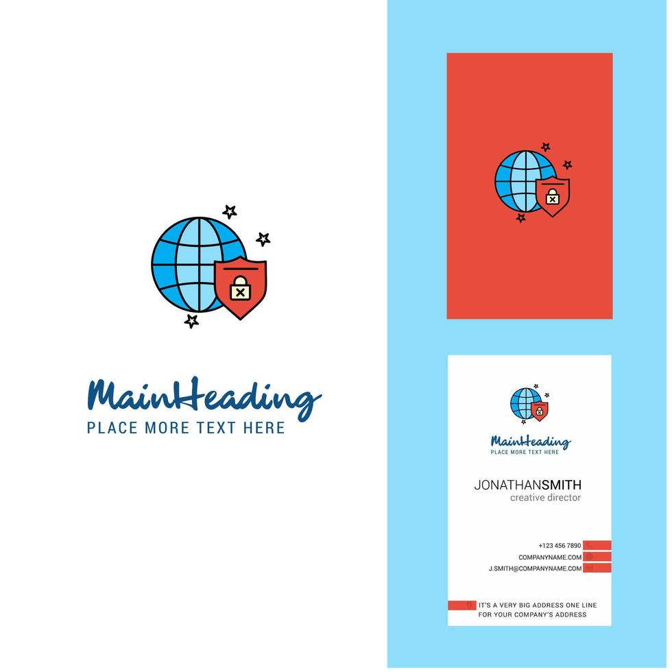 Protected internet Creative Logo and business card vertical Design Vector