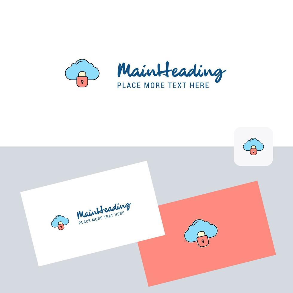 Locked cloud vector logotype with business card template Elegant corporate identity Vector