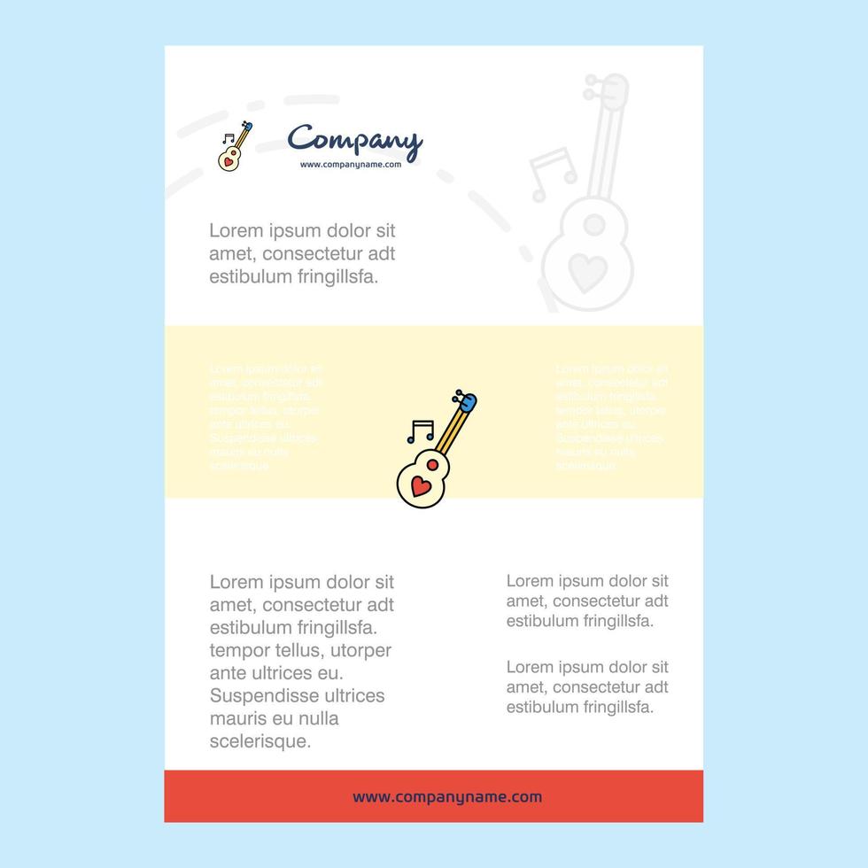 Template layout for Love guitar comany profile annual report presentations leaflet Brochure Vector Background