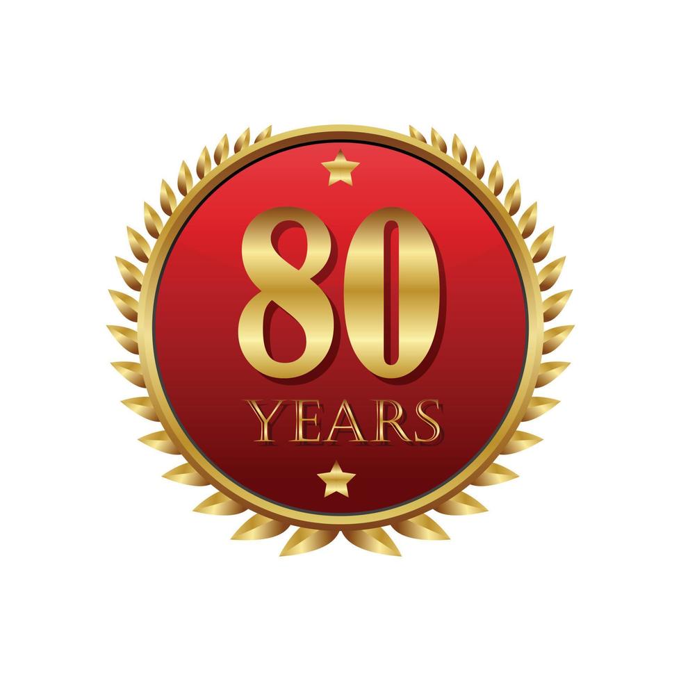 etiqueta de oro del aniversario de 80 años vector