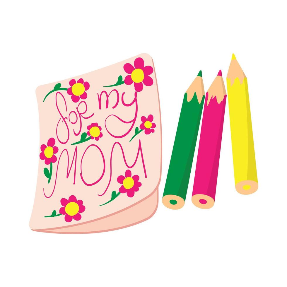 Child drawing of For my Mom picture cartoon icon vector