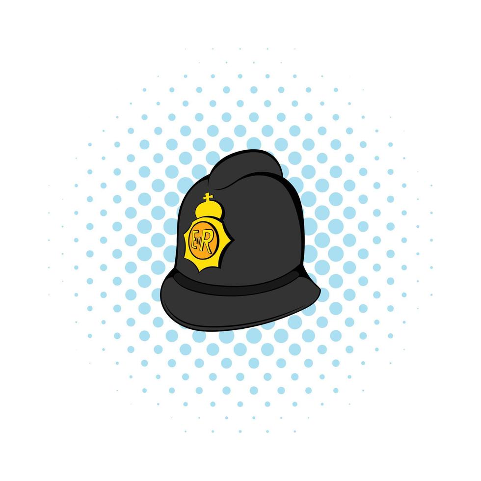 British police helmet icon, comics style vector