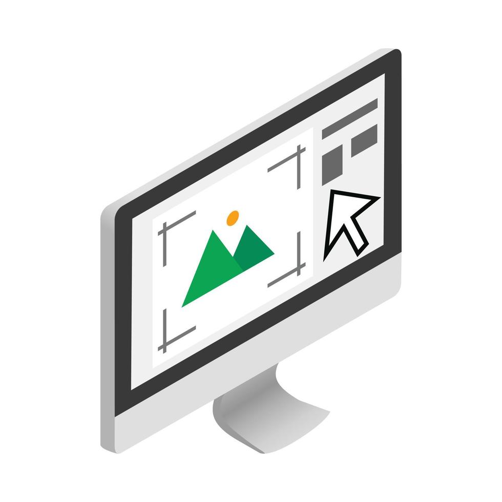 Computer monitor with printer program icon vector