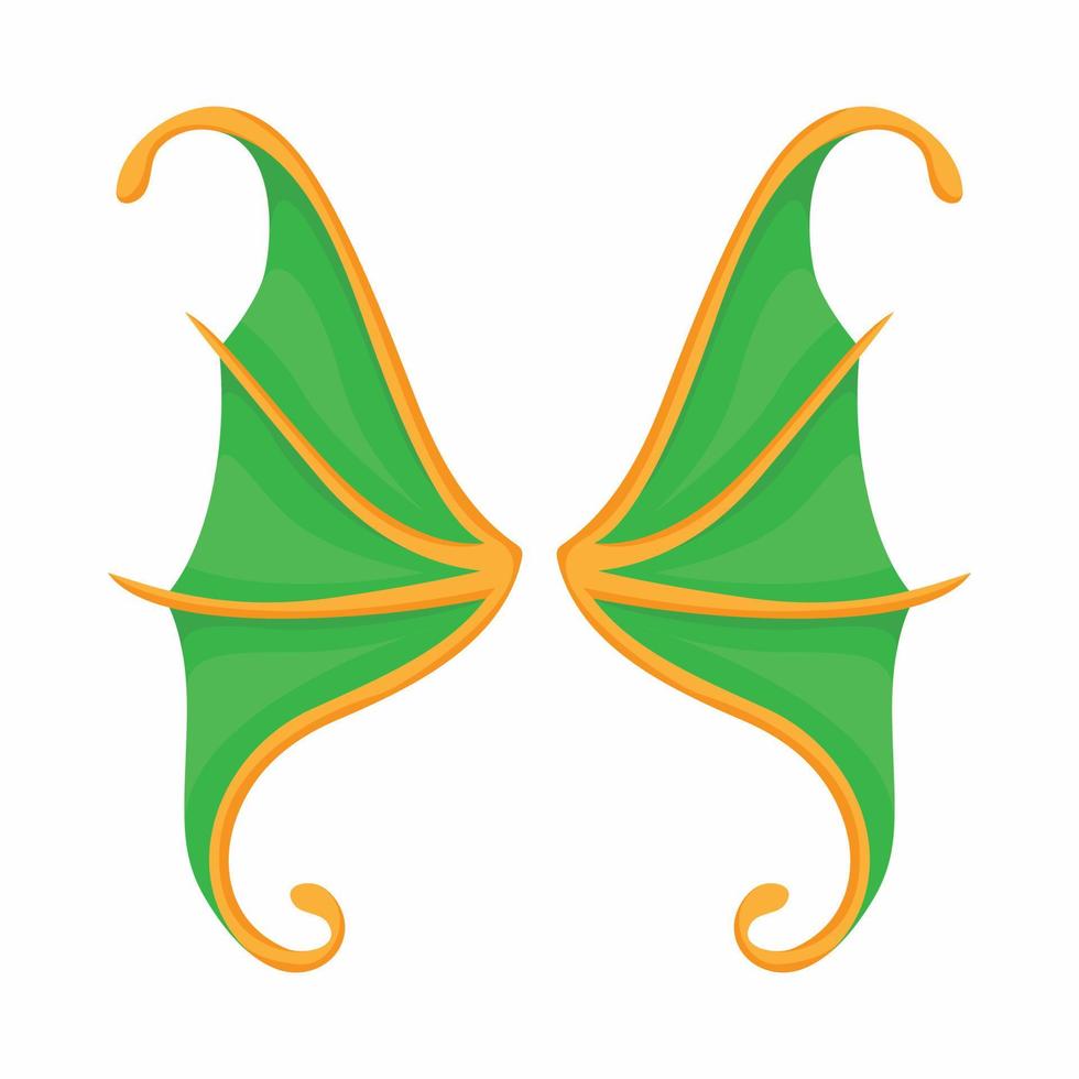 Green butterfly wings icon, cartoon style vector
