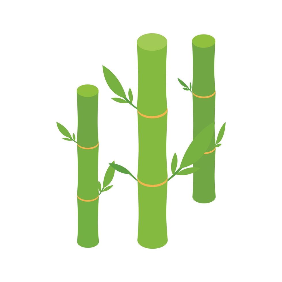 Green bamboo stems icon, isometric 3d style vector