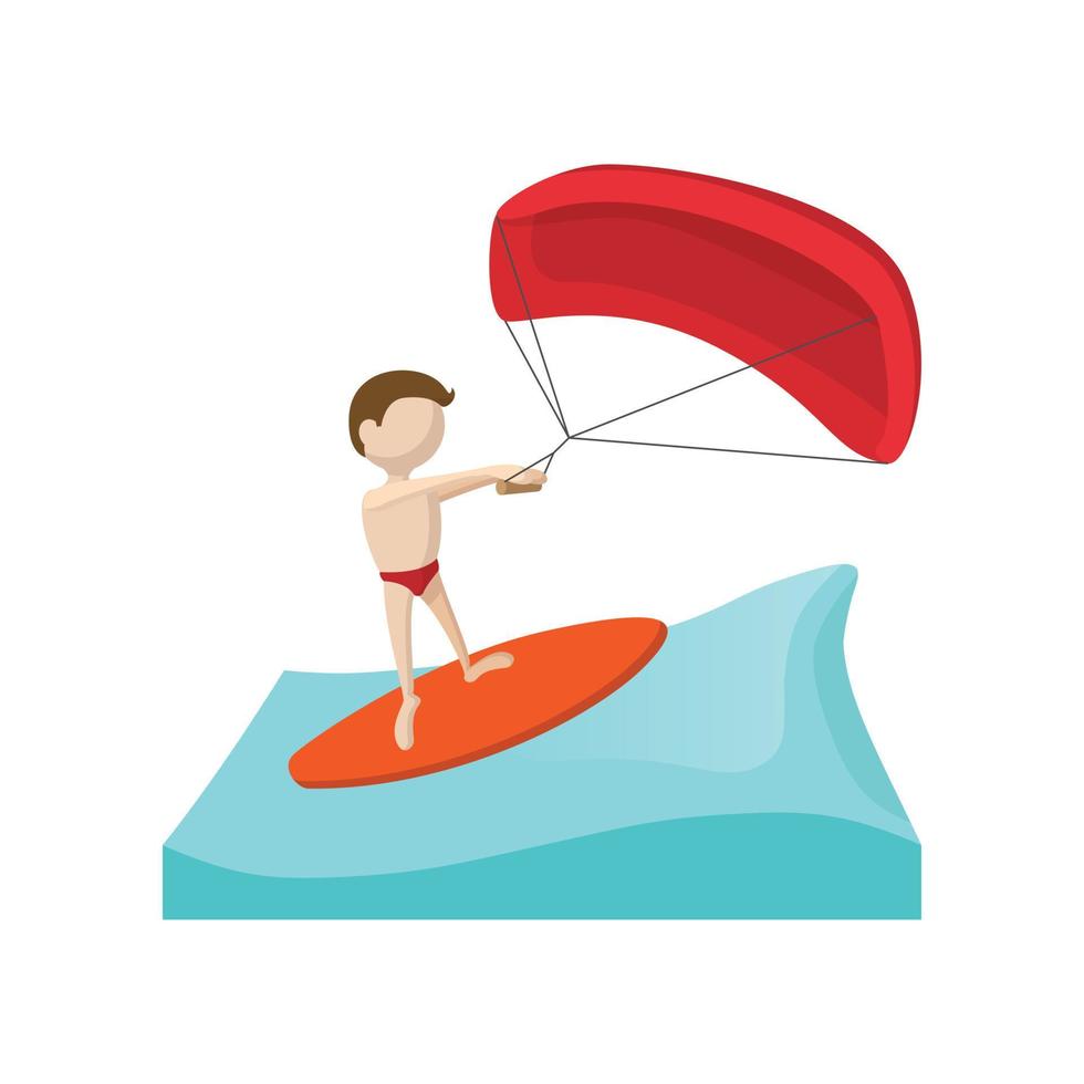 Kitesurfing cartoon icon vector