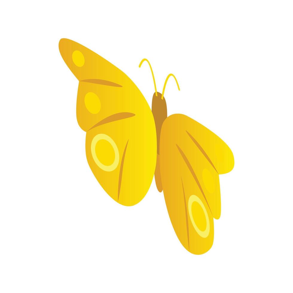 icono de mariposa amarilla, estilo 3d isométrico vector