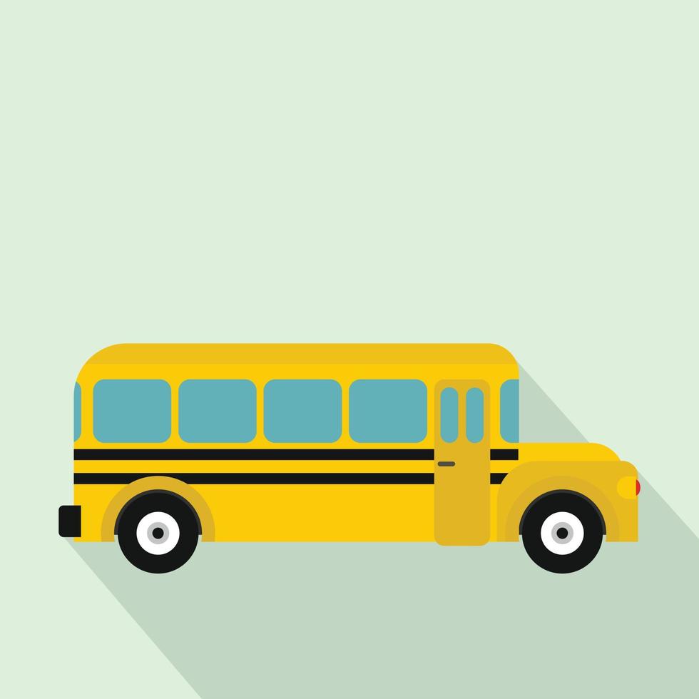 Yellow school bus icon, flat style vector