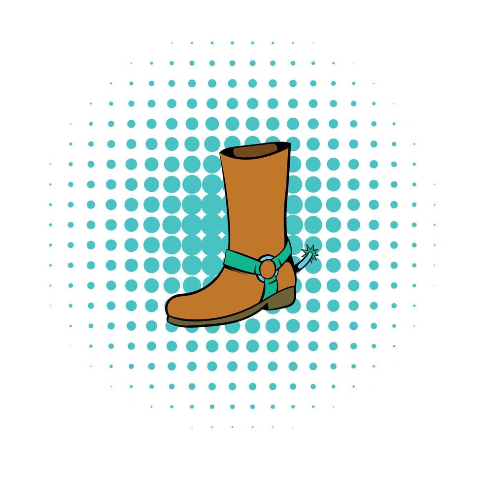 Cowboy boot icon, comics style vector