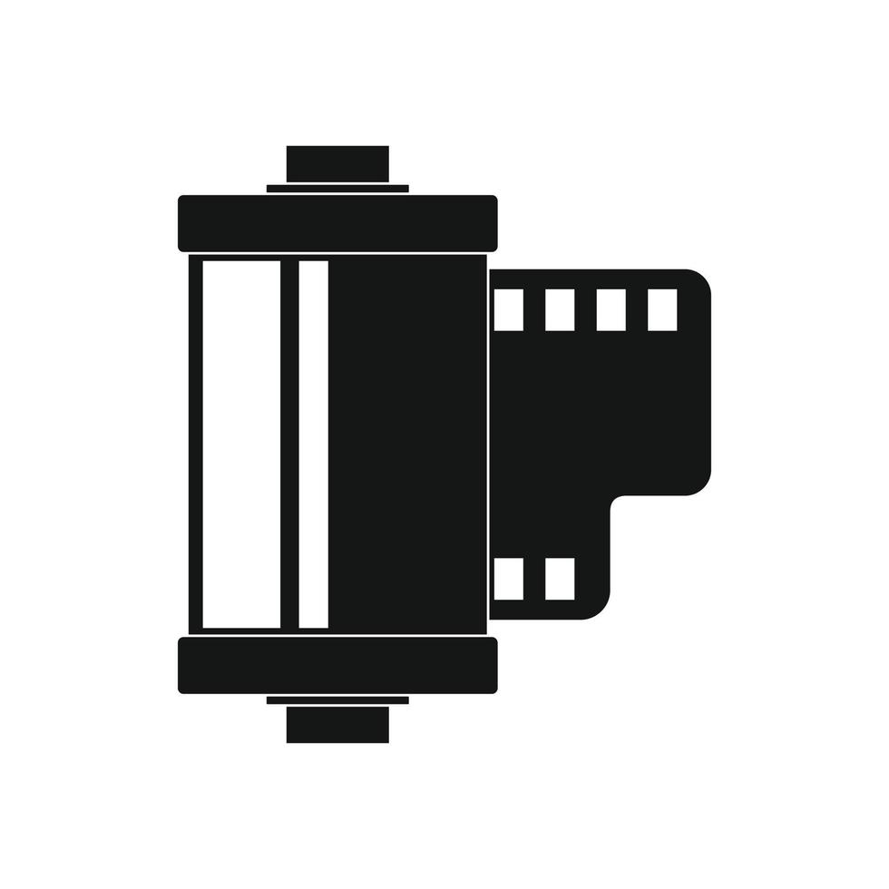 Camera film roll icon, simple style vector
